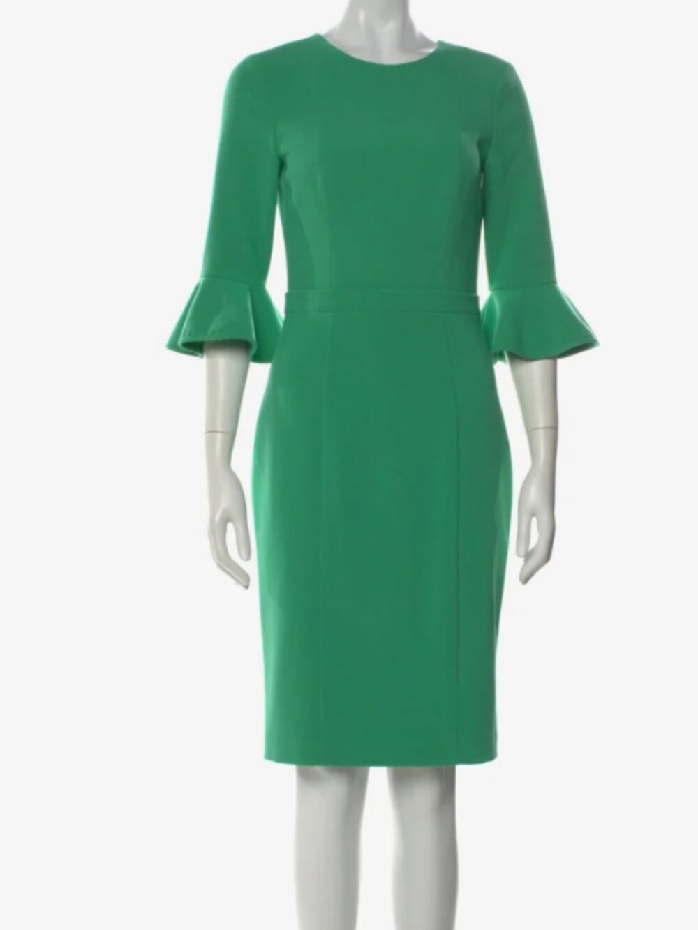 Black Halo midi green 3/4 sleeve Bell-Sleeve knee length small 2 xs s interview